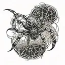 Tattoo sleeve spiders with cobwebs and scolopendra tattoo design idea