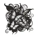 butterflies family of 3 flowers tattoo design idea