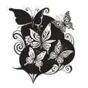 butterflies family of 3 flowers tattoo design idea