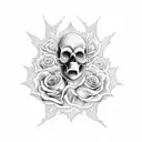 Skull with roses and flames  tattoo design idea