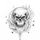 Skull with roses and flames  tattoo design idea
