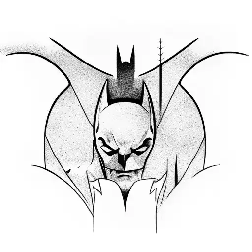 Batman with gotham landscape  tattoo design idea