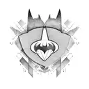 Batman with gotham landscape  tattoo design idea