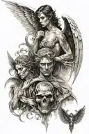 duality angels vs demons tattoo design idea