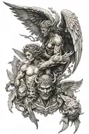 duality angels vs demons tattoo design idea