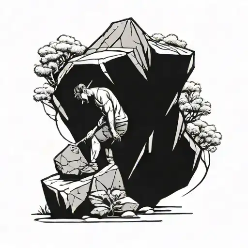 sisifo pushing boulder tattoo design idea