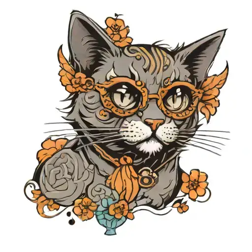 the cat is cool tattoo design idea
