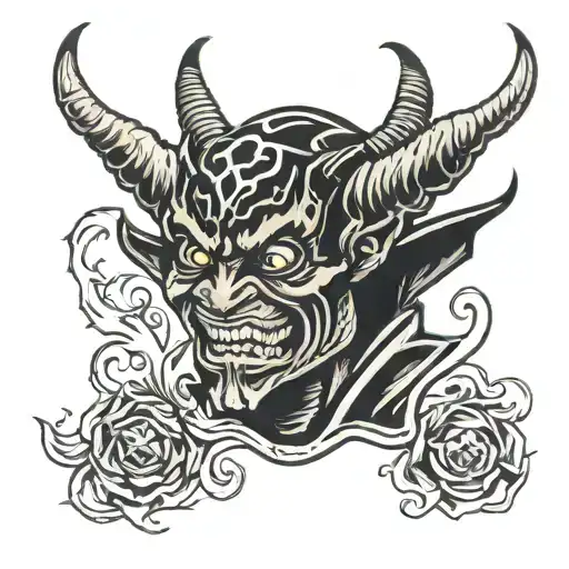 demon under hood tattoo design idea