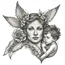 A tattoo representing the client's love for her husband and children tattoo design idea