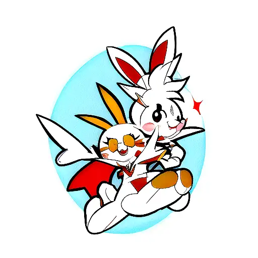 Scorbunny and Flash McQueen in a dynamic pose tattoo design idea