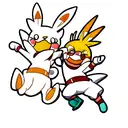 Scorbunny and Flash McQueen in a dynamic pose tattoo design idea