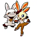 Scorbunny and Flash McQueen in a dynamic pose tattoo design idea