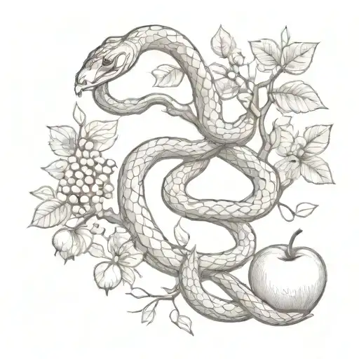 Snake and Apple tree tattoo design idea