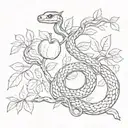 Snake and Apple tree tattoo design idea