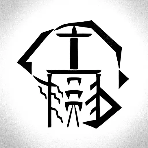 Samurai, letter K, cyberpunk, Japanese character eternity tattoo design idea