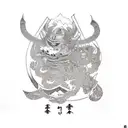 Samurai, letter K, cyberpunk, Japanese character eternity tattoo design idea