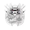 Samurai, letter K, cyberpunk, Japanese character eternity tattoo design idea