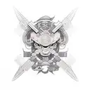 Samurai, letter K, cyberpunk, Japanese character eternity tattoo design idea