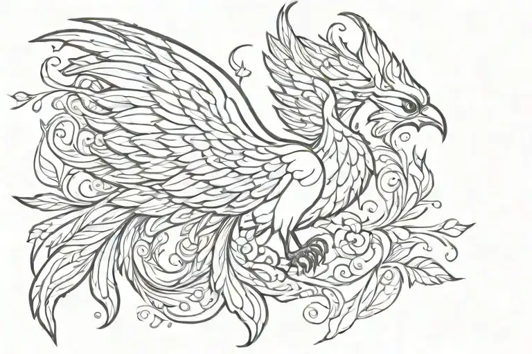 simple feminine phoenix tattoo design idea