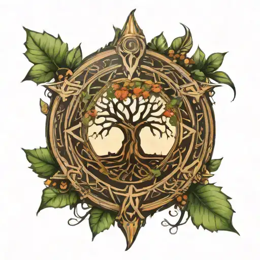 viking tree of life with viking compass tattoo design idea
