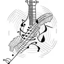 A tattoo design of a bass guitar intertwined with tree branches and leaves, blending your love for music and nature tattoo design idea