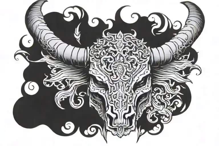 bull with a scorpion helmet tattoo design idea