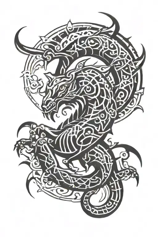 chimera taurus scorpion tattoo design idea