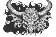 bull with a scorpion helmet tattoo design idea