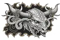 bull with a scorpion helmet tattoo design idea