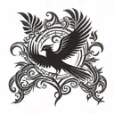 tree and phoenix rising from the ashes tattoo design idea