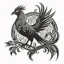 tree and phoenix rising from the ashes tattoo design idea