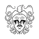 sad clown tattoo design idea