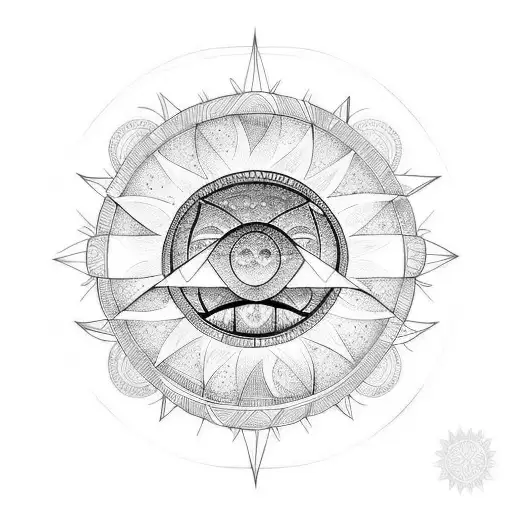 soleil et lune tattoo design idea