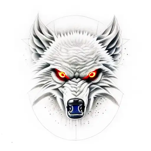 lobo aullando a una luna llena dentro de un as de espada tattoo design idea