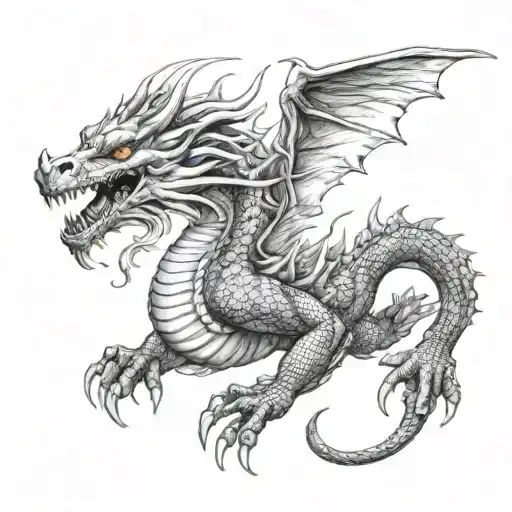 round shaped flaming dragon tattoo design idea