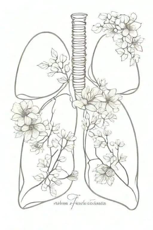 lungs made of flowers with lyrics written tattoo design idea
