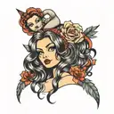 pinup ragdoll tattoo design idea
