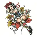 pinup ragdoll tattoo design idea