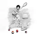 luffy playing table tennis tattoo design idea