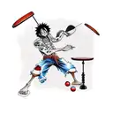 luffy playing table tennis tattoo design idea