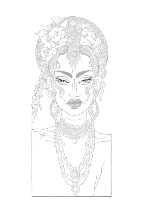 GODDESS KALI WITH SKULL AND MANDALAS tattoo design idea