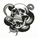 skull with snake tattoo design idea