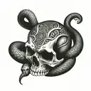 skull with snake tattoo design idea