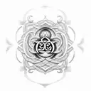 om logo with basil tattoo design idea