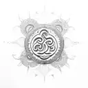 om logo with basil tattoo design idea
