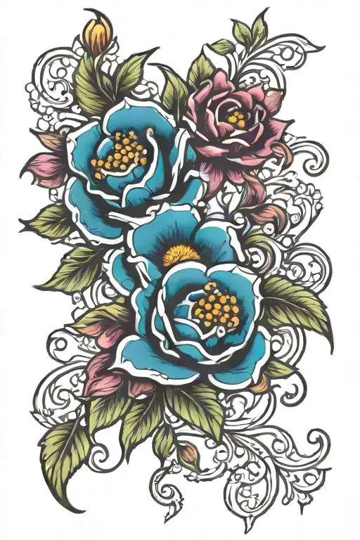 birthstone vining flowers tattoo tattoo design idea
