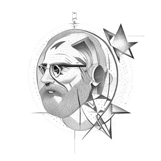 seneca philosopher with star system tattoo design idea
