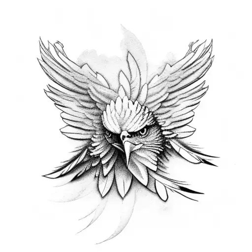 eagle head with feathers going down to waterfall tattoo design idea