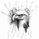 eagle head with feathers going down to waterfall tattoo design idea