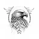 eagle head with feathers going down to waterfall tattoo design idea